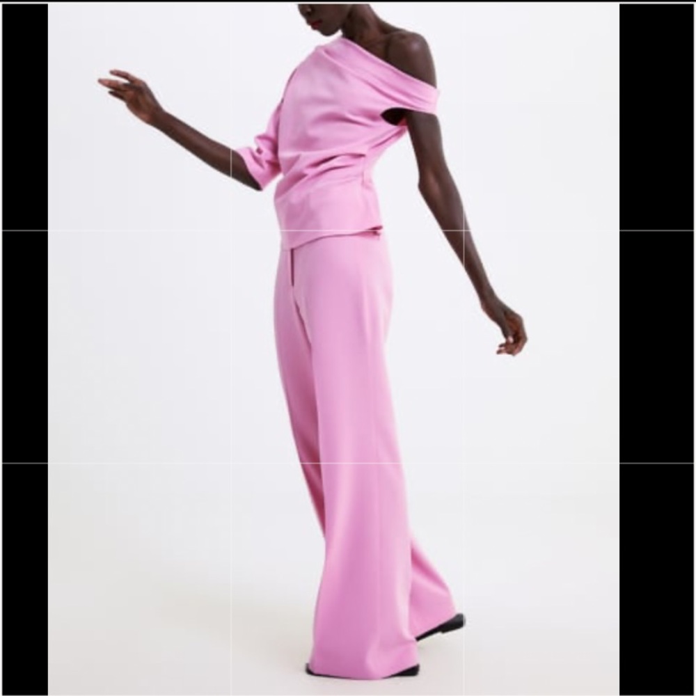 Zara Asymmetrical One Sleeve Top & Cigarette Pant